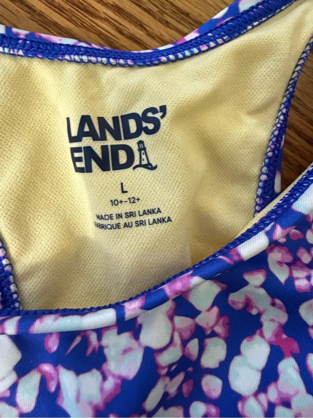 Lands' End Girls Purple Floral Rash Guard Set